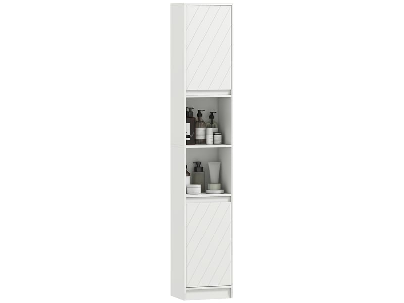  Meuble colonne de salle de bain 2 portes et 2 niches blanc 30 x 24 x 170 cm  - Conforama A