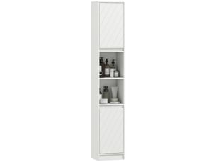 Meuble colonne de salle de bain 2 portes et 2 niches blanc 30 x 24 x 170 cm