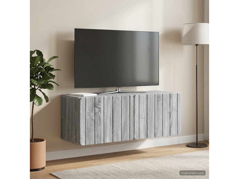  Meuble tv - banc tv - meuble de rangement mural 78,5 x 31 x 30 cm sonoma gris bois d'ingénierie  - Conforama B