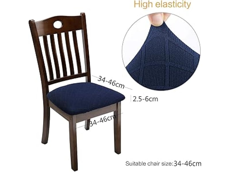  Housse de chaise - bleu foncé, 1 housse de chaise élastique en jacquard gaufré, adaptée aux restaurants, bureaux, hôtels, mariages et autres lieux XLH-ZLS-009268ZLS - Conforama B