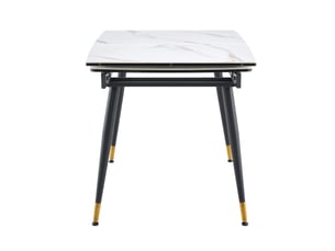Table à manger, 140-200 cm, extensible, table vendue seule, en céramique et métal, coloris noir et doré, pour maison et appartement