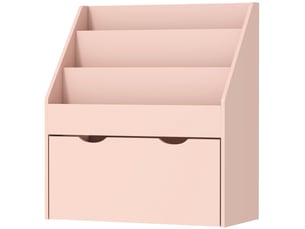 Bibliothèque pour enfants multi-rangement avec 3 niveaux d'étagères et un tiroir, 62,5l x 30l x 70h cm, rose