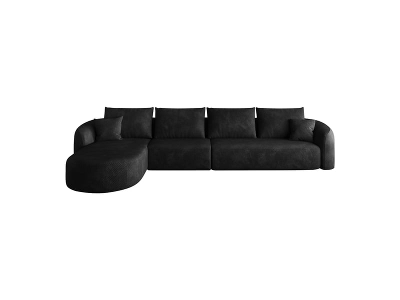Canapé d'angle modulable noir en tissu, canapé d'angle contemporain sans montage pour salon et chambre, structure flottante - Conforama A