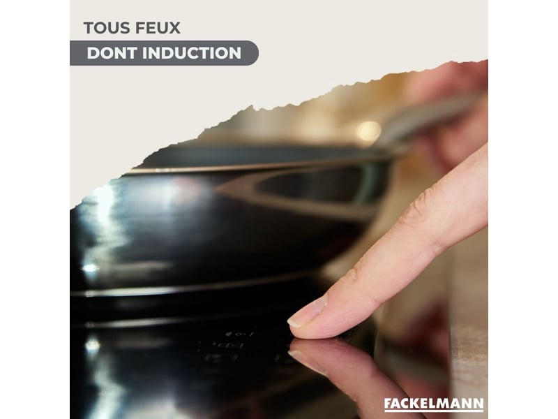 Set de 1 poêle 24 cm en inox et couvercle, 3 faitouts inox 16, 20 et 24 cm fackelmann geneva 9355050B - Conforama F