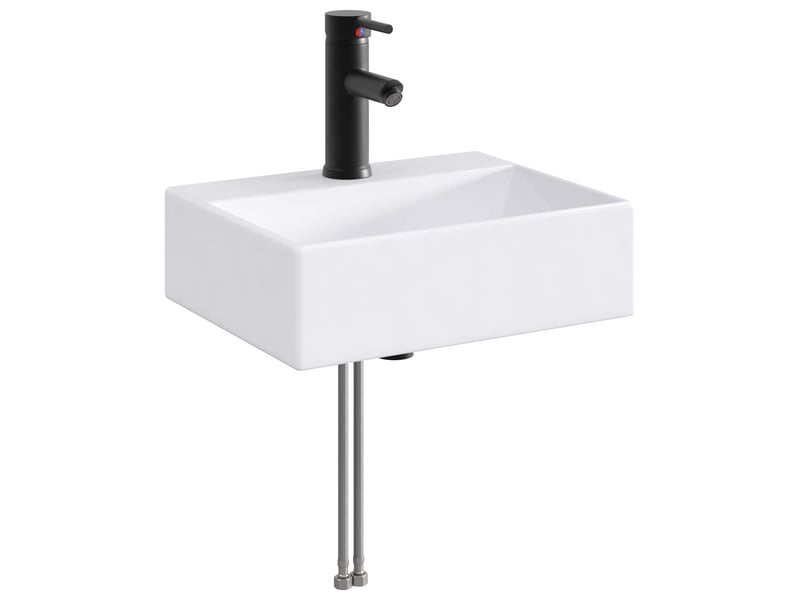  Lavabo avec robinet et évacuation noir mat 39x30.5x12.5 cm  - Conforama A