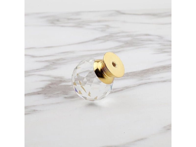  Set de 10 boutons ronds en verre doré de 30 mm, poignées en forme de manche pour la décoration de tiroirs  - Conforama D