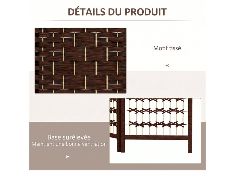  Paravent intérieur en bois séparateur de pièce cloison pliable 4 panneaux marron 160 x 170 cm  - Conforama R