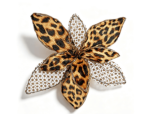 Fleur décorative krist+ noël léopard marron 24 cm