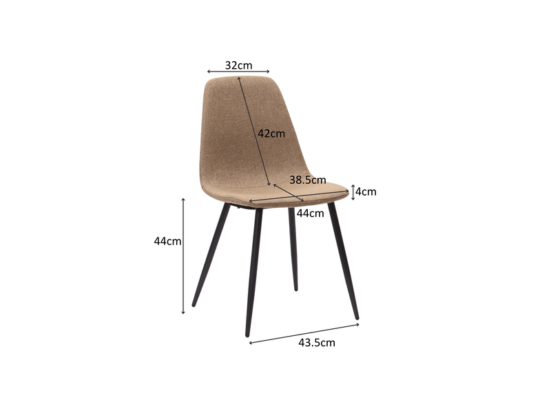  Chaise de salle à manger lot de 2 avec tissu anti-taches  - style nordique, métal et tissu marron  - Conforama D