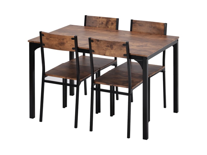  Ensemble table à manger avec 4 chaises, finition marron vintage, table compacte pour petit espace, cuisine, salon ou balcon  - Conforama A