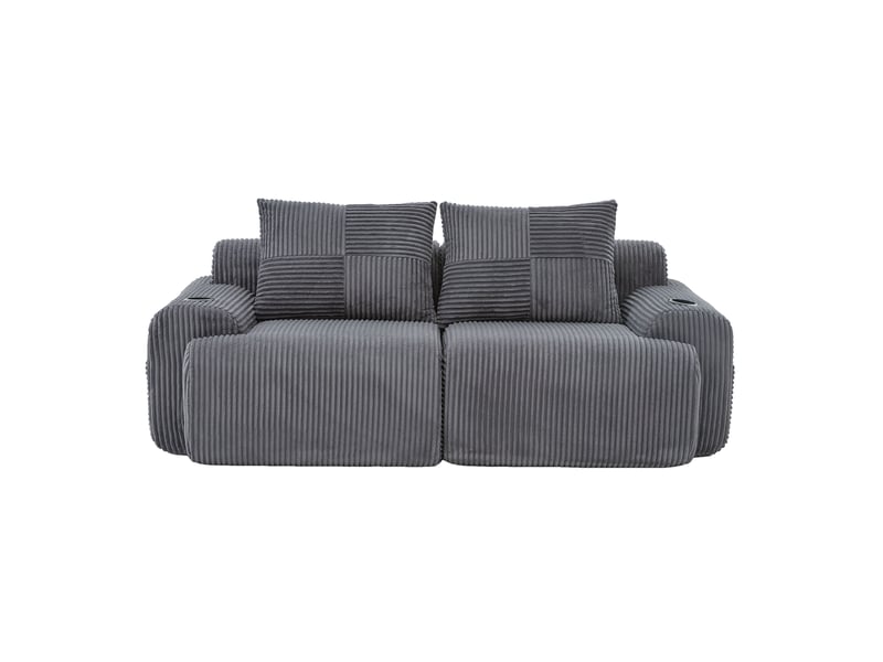 Canapé droit fixe 2 places tissu gris foncé - Conforama A