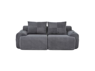 Canapé droit fixe <strong>MERAX</strong> <strong></strong> 2 places Velours côtelé gris
