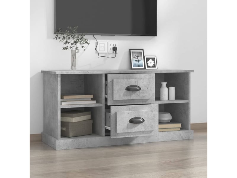  Meuble tv - banc tv - meuble de rangement gris béton 99,5x35,5x48 cm bois d'ingénierie  - Conforama C