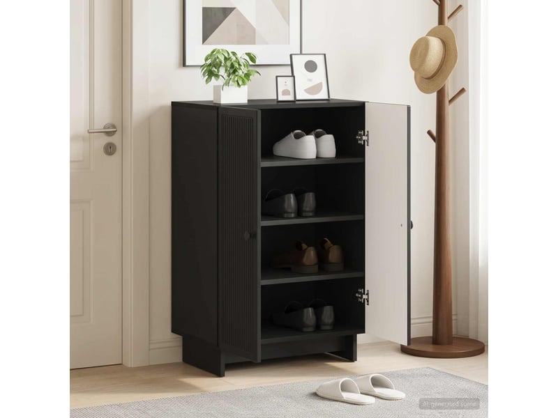 Meuble à chaussures, armoire à chaussures ede 59,5x39,5x90 cm bois d'ingénierie shl4138  - Conforama B