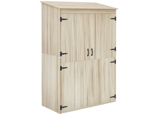 Armoire de jardin en bois 2 portes 2 étagères toit incliné 120 x 57 x 183 cm naturel