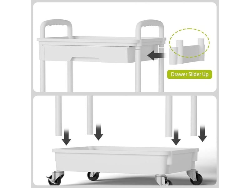  Chariot de service 3 niveaux noir avec tiroir, paniers ventilés et 4 roues pivotantes  - Conforama D