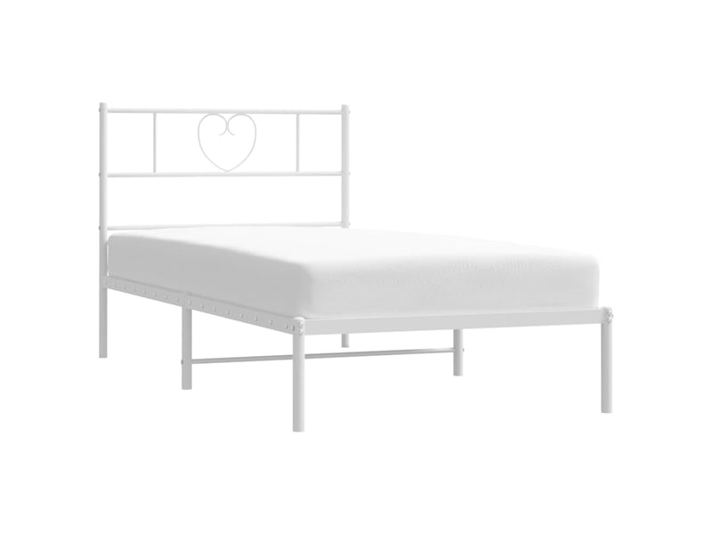  Lit simple- lit adulte -  cadre de lit métal sans matelas avec tête de lit blanc 90x200cm  - Conforama B
