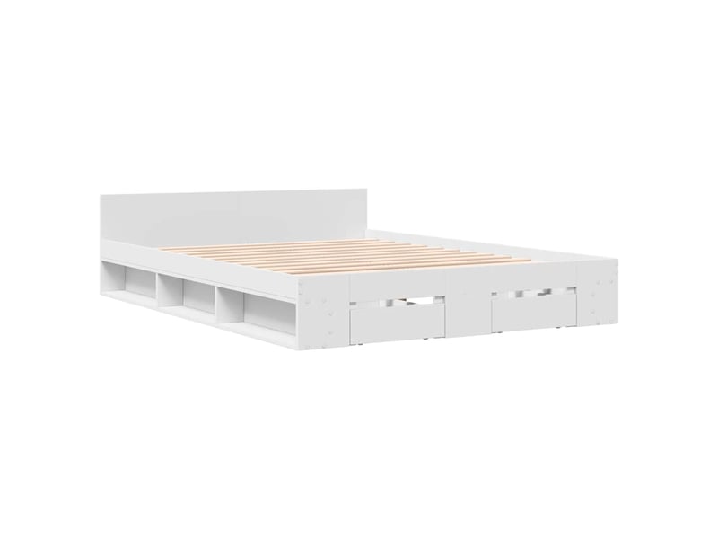  Lit double- lit adulte -  cadre de lit avec tiroirs sans matelas blanc 120x190 cm  - Conforama B