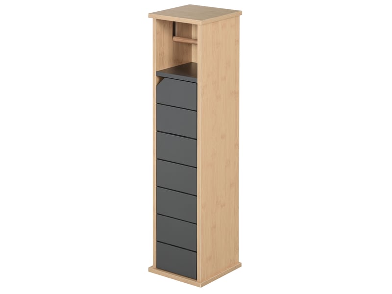  Meuble de salle de bain avec porte-papier toilette intégré, meuble gain de place avec étagère réglable en mdf et bambou, 18 x 18 x 75 cm  - Conforama B