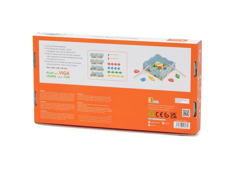  Jeu de pêche magnétique viga 44843 - bois, poissons chiffrés 6971608448430 - Conforama C