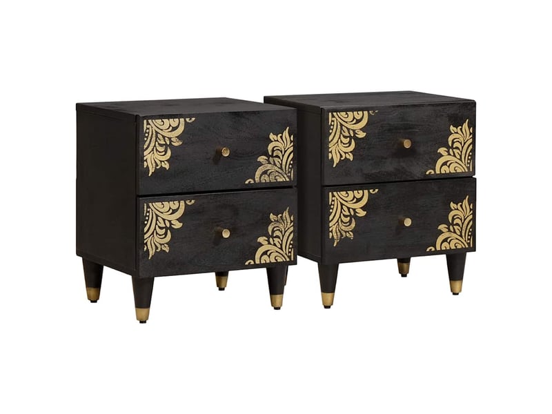 Table de chevet avec tiroir 2 pièces noir 40 x 33 x 46 cm - Conforama B