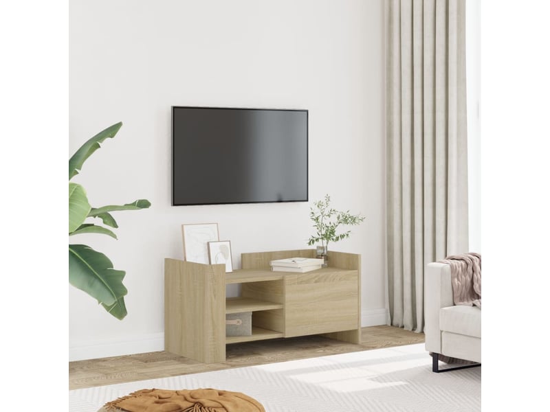  Meuble tv - banc tv - meuble de rangement chêne sonoma 80x35x40 cm bois d'ingénierie  - Conforama B