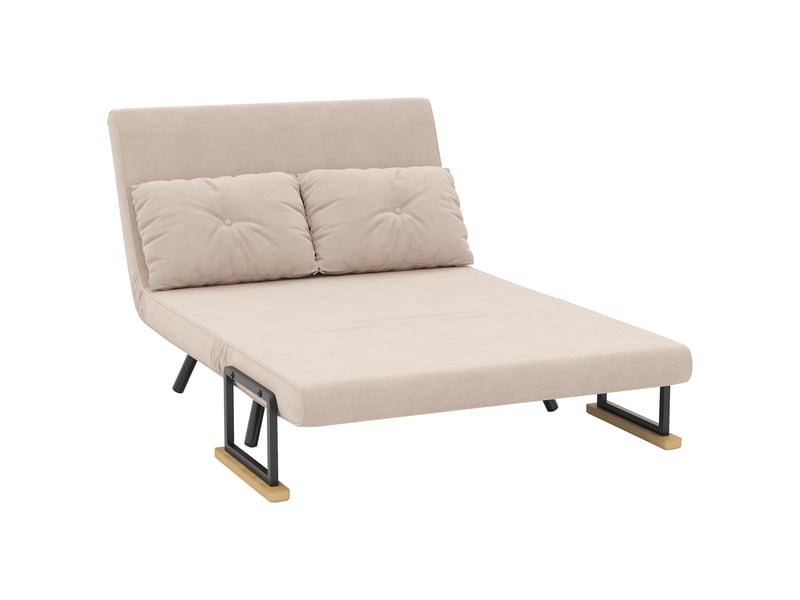  Canapé convertible 2 places en velours avec 2 coussins beige et noir 102 x 73 x 81 cm  - Conforama B
