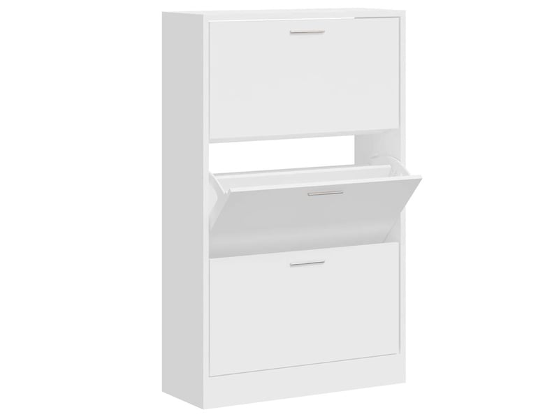  Meuble à chaussure | armoire à chaussure blanc brillant 63x24x103 cm bois ingénierie  - Conforama C