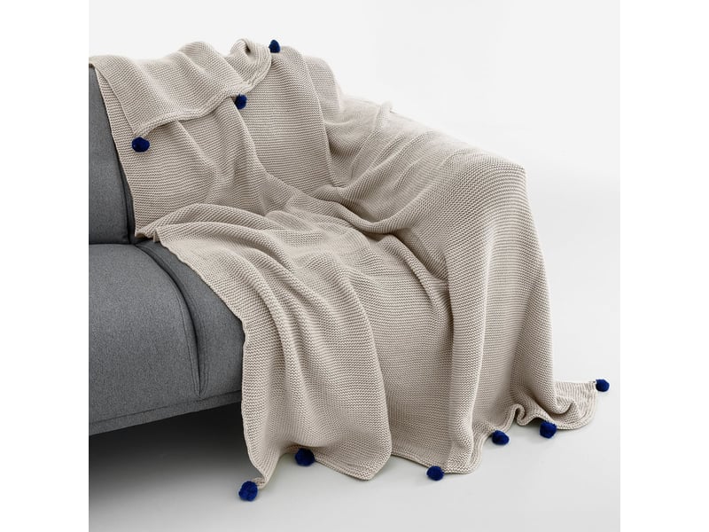  Plaid de canapé tissé en acrylique plaid cozy - beige  - Conforama C