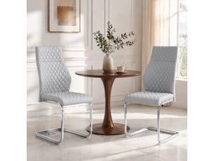 Chaises de salle à manger lot de 2 à dossier haut matelassé  - pieds antidérapants similicuir gris clair