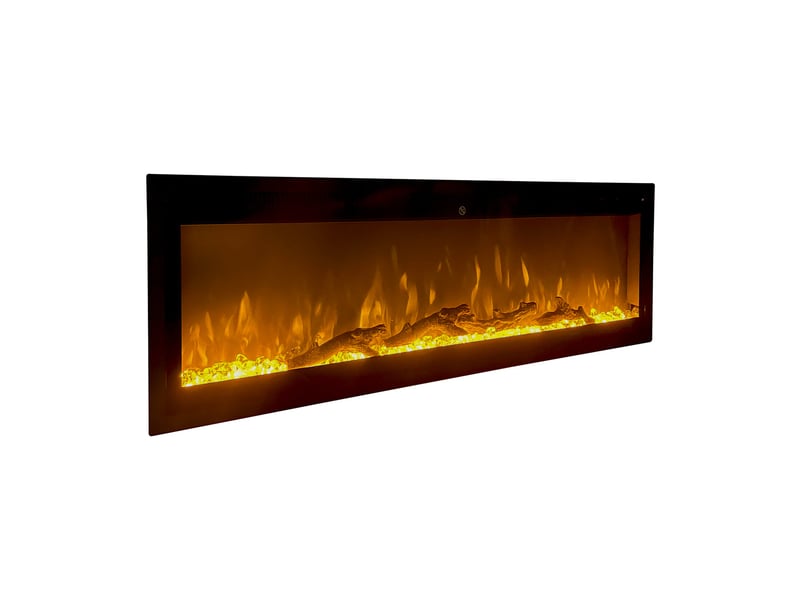  Cheminée électrique murale chicago 130 - 127 x 40 x 14,1 cm en acier avec façade en verre  - Conforama D