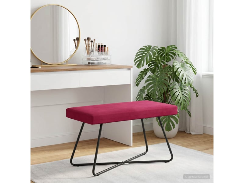  Banc, canapé 2 places bordeaux 80x40x45 cm velours  - Conforama D