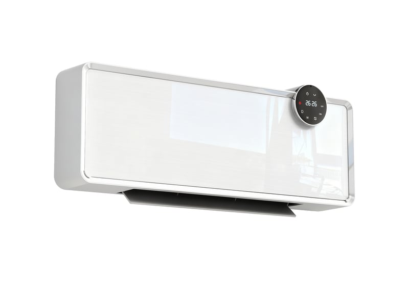  Chauffage mural en céramique 10002000w, radiateur électrique, ventilateur, thermostat, minuterie, 54x18,7x12,3cm, blanc  - Conforama A