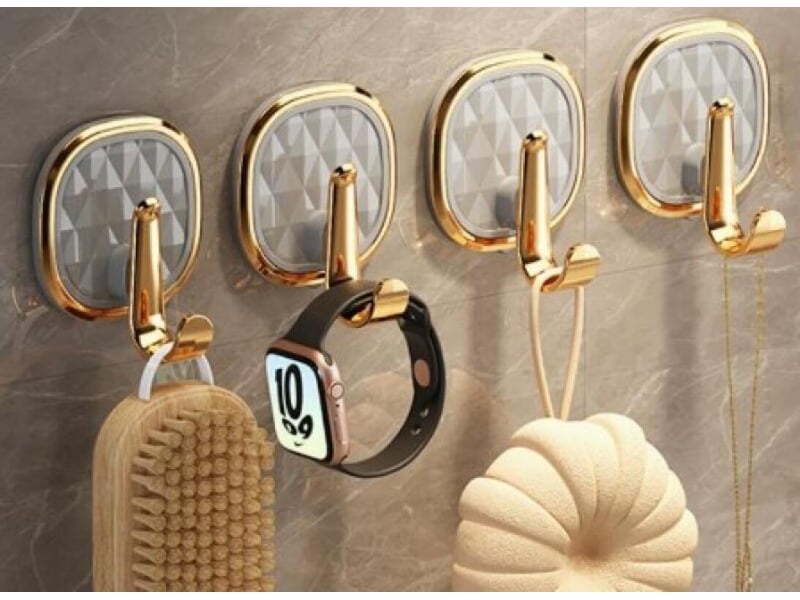  Quatre crochets en acrylique auto-adhésifs, adaptés aux salles de bains, cuisines, chambres, rangement étanche, gris ZYS02165LHY - Conforama A
