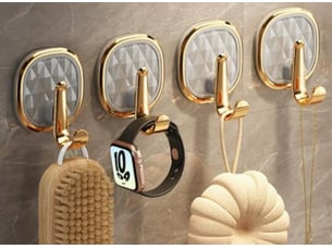 Quatre crochets en acrylique auto-adhésifs, adaptés aux salles de bains, cuisines, chambres, rangement étanche, gris