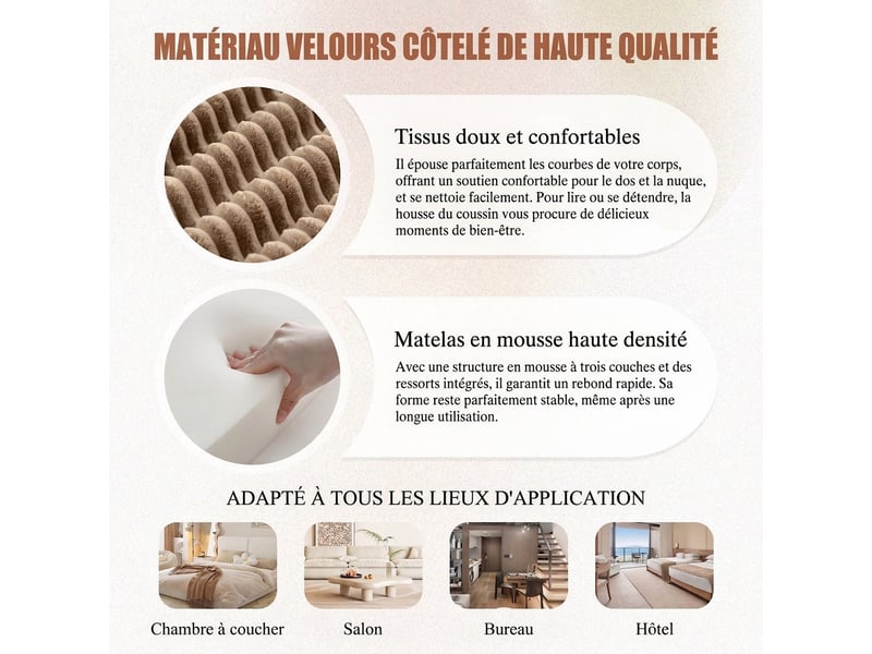 Canapé modulaire 3 places avec pouf assorti, mousse à trois couches, 263 x 167 x 85 cm  - Conforama R