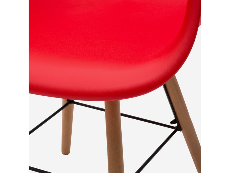 Fauteuil en polypropylène pieds en bois jacqueline - rouge - Conforama C