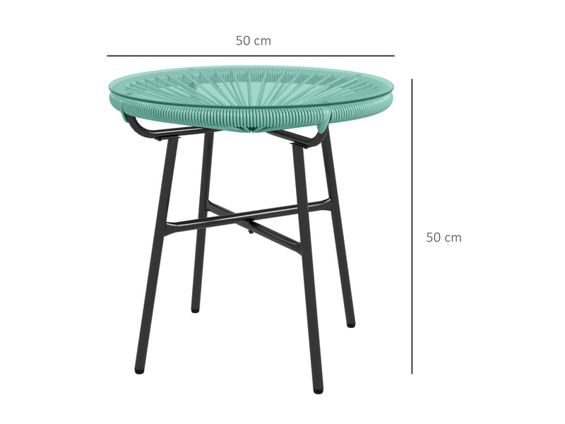  Table basse de jardin ronde métal vert 50x50x50cm  - Conforama E