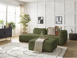 Canapé droit fixe BOBOCHIC LEOPOLD 4 places Tissu vert