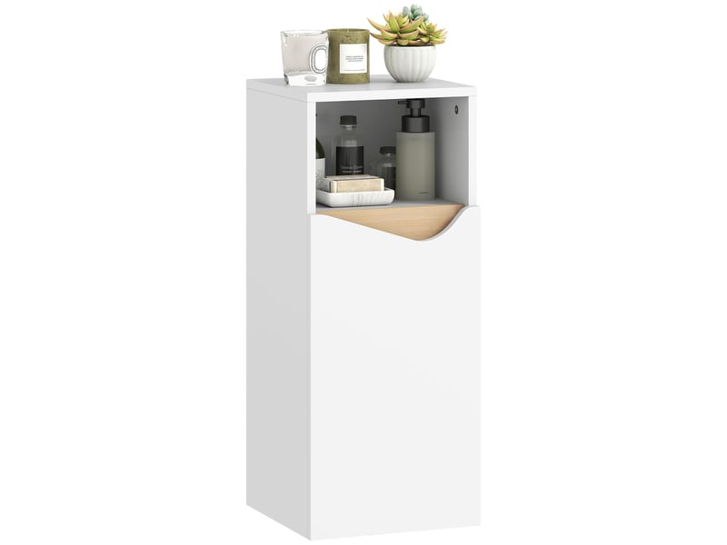 Meuble de salle de bain étroit avec étagères réglables et compartiment ouvert, 30 x 30 x 71,5 cm, blanc - Conforama A