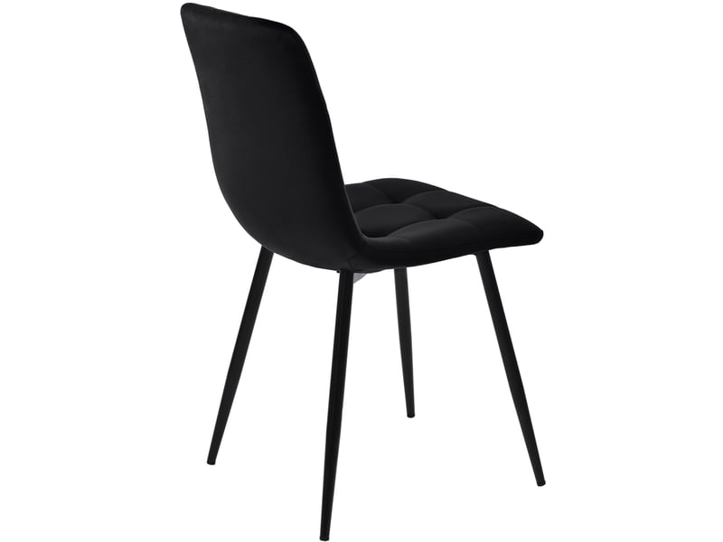  Ensemble de 4 chaises de salle à manger en velours, chaises de cuisine rembourrées avec dossier et pieds en métal, chaise rembourrée moderne, chaise confortable pour salon, salle à manger et cuisine (noir)  - Conforama C