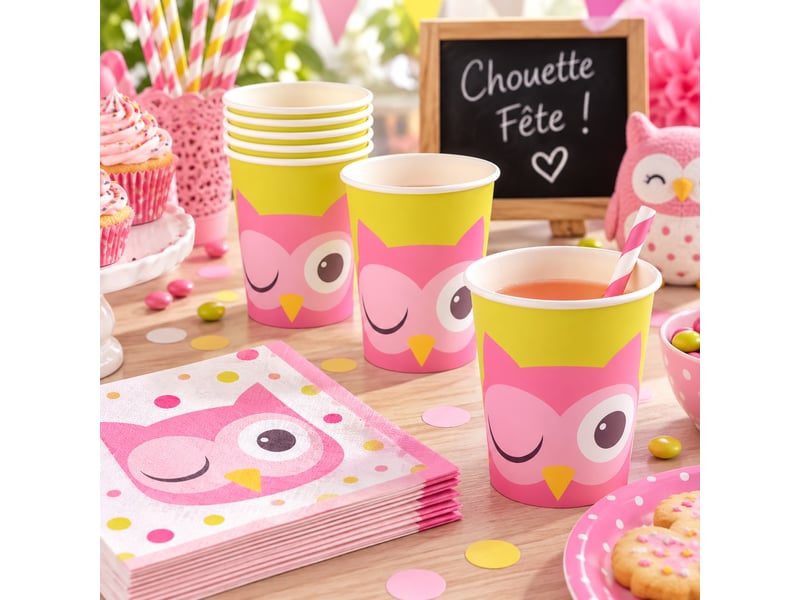  Lot de 6 gobelets en carton motif chouette  - Conforama B