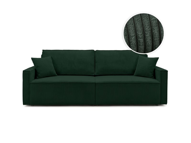 Farah - canapé droit 3 places convertible accoudoirs slim en velours cotelé - Conforama A