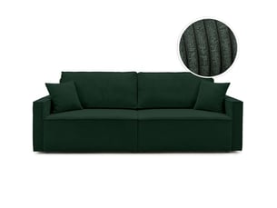 Canapé droit convertible LOUNGITUDE FARAH 3 places Velours vert avec coffre de rangement