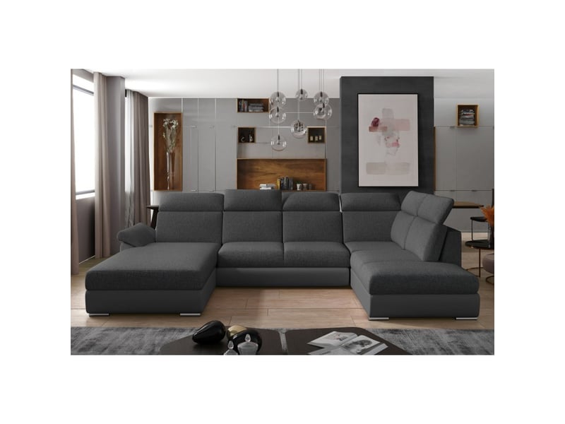  Canapé panoramique convertible majesta 5 places gris foncé – angle gauche  - Conforama B