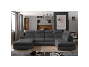 Canapé panoramique convertible majesta 5 places gris foncé – angle gauche