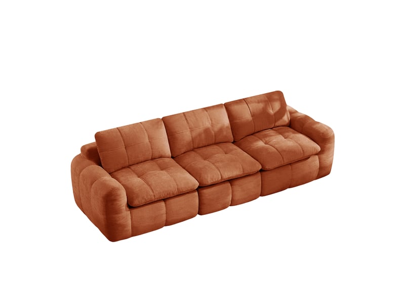  Canapé 3 places, revêtement en tissu chenille, sans assemblage, rouge orangé  - Conforama A