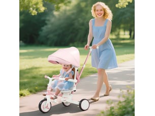 Tricycle enfant 5-en-1 réglable rose