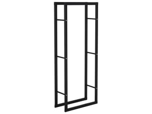Porte-bûches vertical en métal noir, intérieur et extérieur, 60 x 25 x 150 cm, charge 100 kg