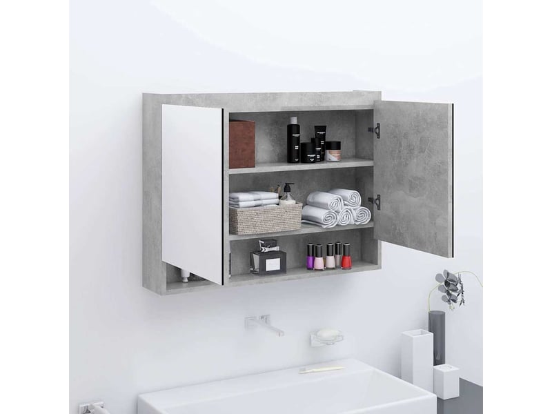  Armoire à miroir de salle de bain 80x15x60 cm mdf gris béton  - Conforama B